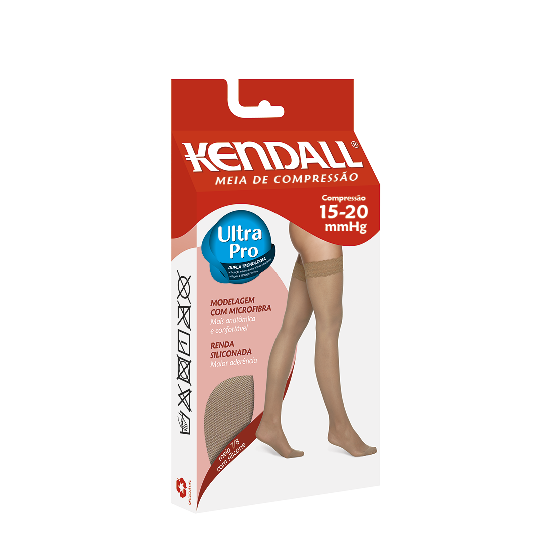MEIA KENDALL 7/8 15-20 MMHG COM SILICONE E PONTEIRA 1612